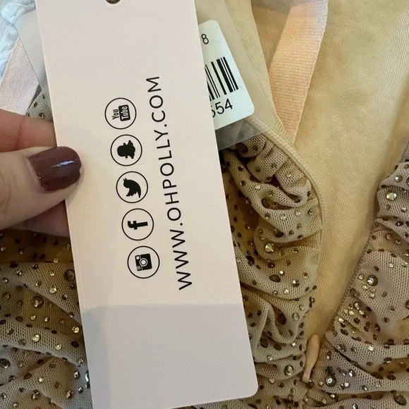 Oh Polly Plunge Mini Dress in Gold - Picture 11 of 13